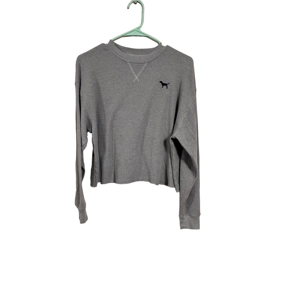 Victoria’s Secret PINK XS Gray Thermal West Virginia Crop Blue Sequin